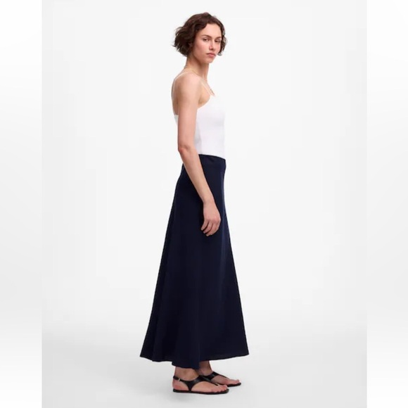 NEW! Madewell Linen Maxi Slip Skirt in Juniper Berry black NU609 $128 size 14 - Picture 1 of 11